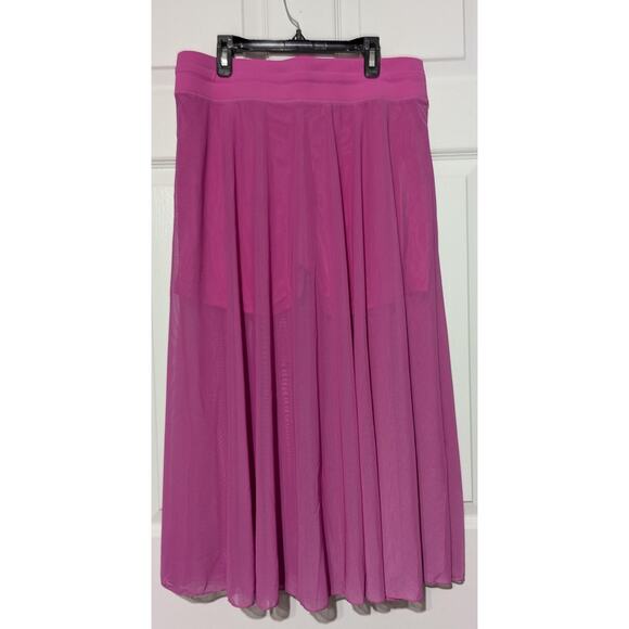 Halara Midi Skirt Size Large High Waist Pink Mesh 2-in-1 Pocket Flowy Casual, L - Picture 11 of 11